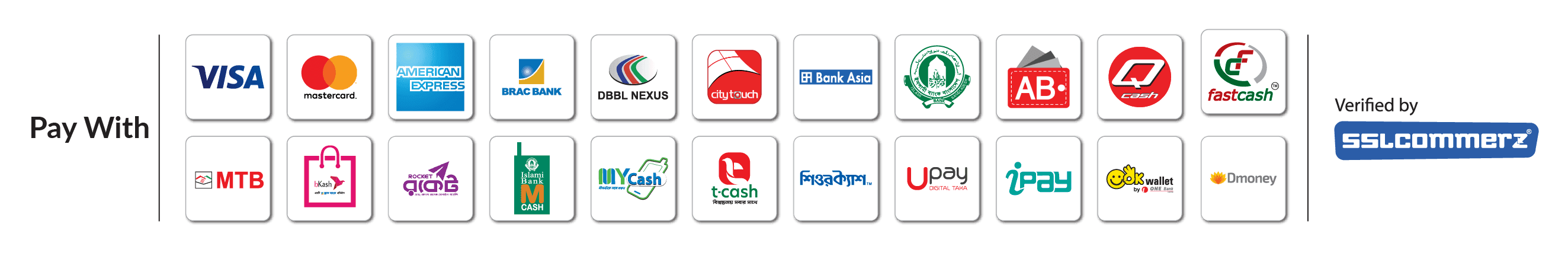 Pay with accepted methods — verified by SSLCommerz